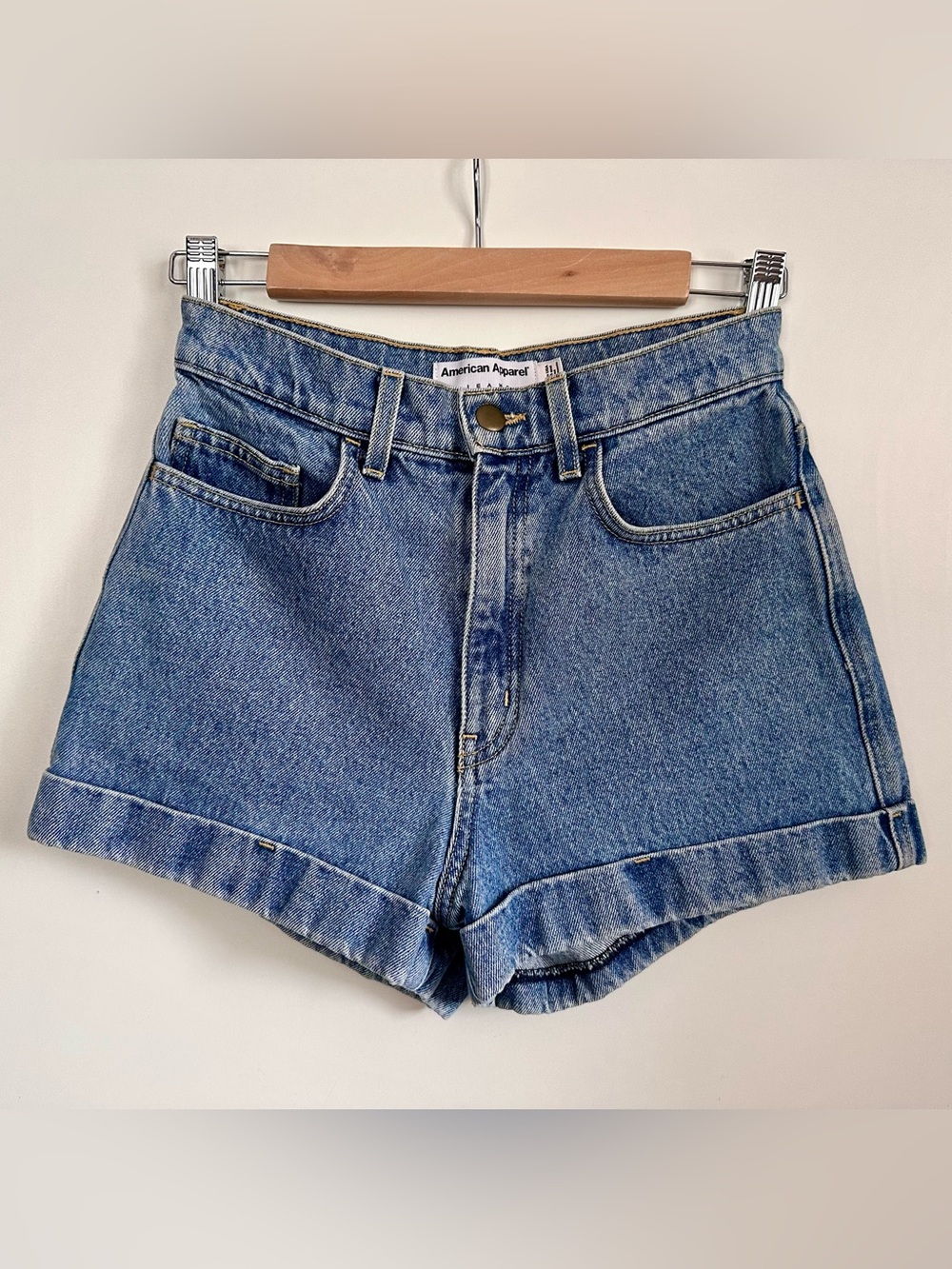 American Apparel High-Waisted Medium Wash Denim Shorts